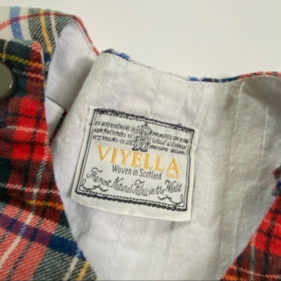 Vintage Viyella Plaid Holiday Plaid Jon Jon Romper Cotton Wool - Picture 3 of 5